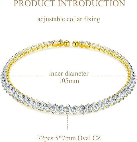 Vista 4 de AiliFe Gargantilla de circonita cúbica para mujeres y mujeres, brillantes diamantes de imitación chapados en oro amarillo, cadena de diamantes