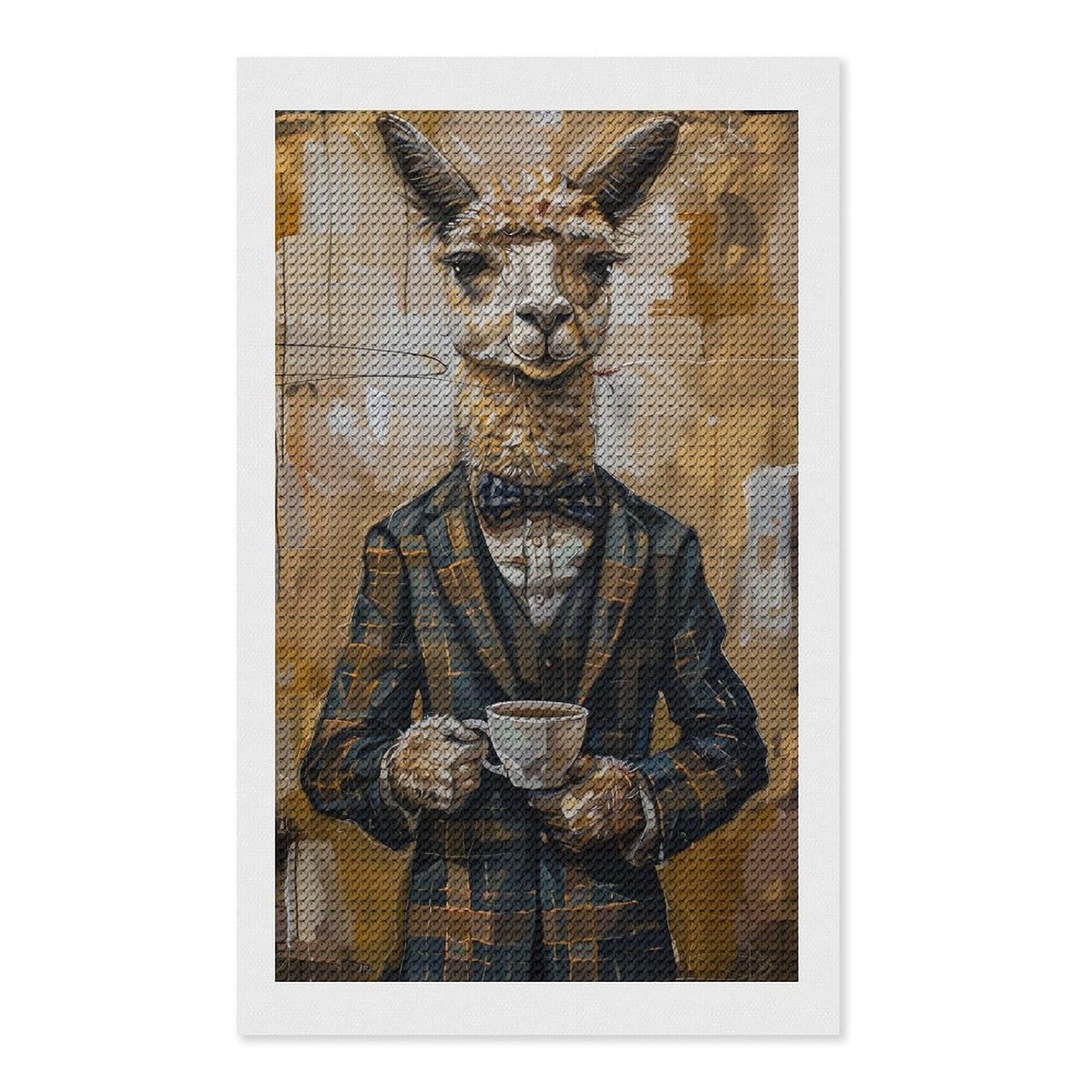 Junmoney Llama and Coffee Diamond Art Canvas 12"x20", Easy to Follow Symbols, Finish and Display, Fun Craft Experience, Aesthetic Room Decor