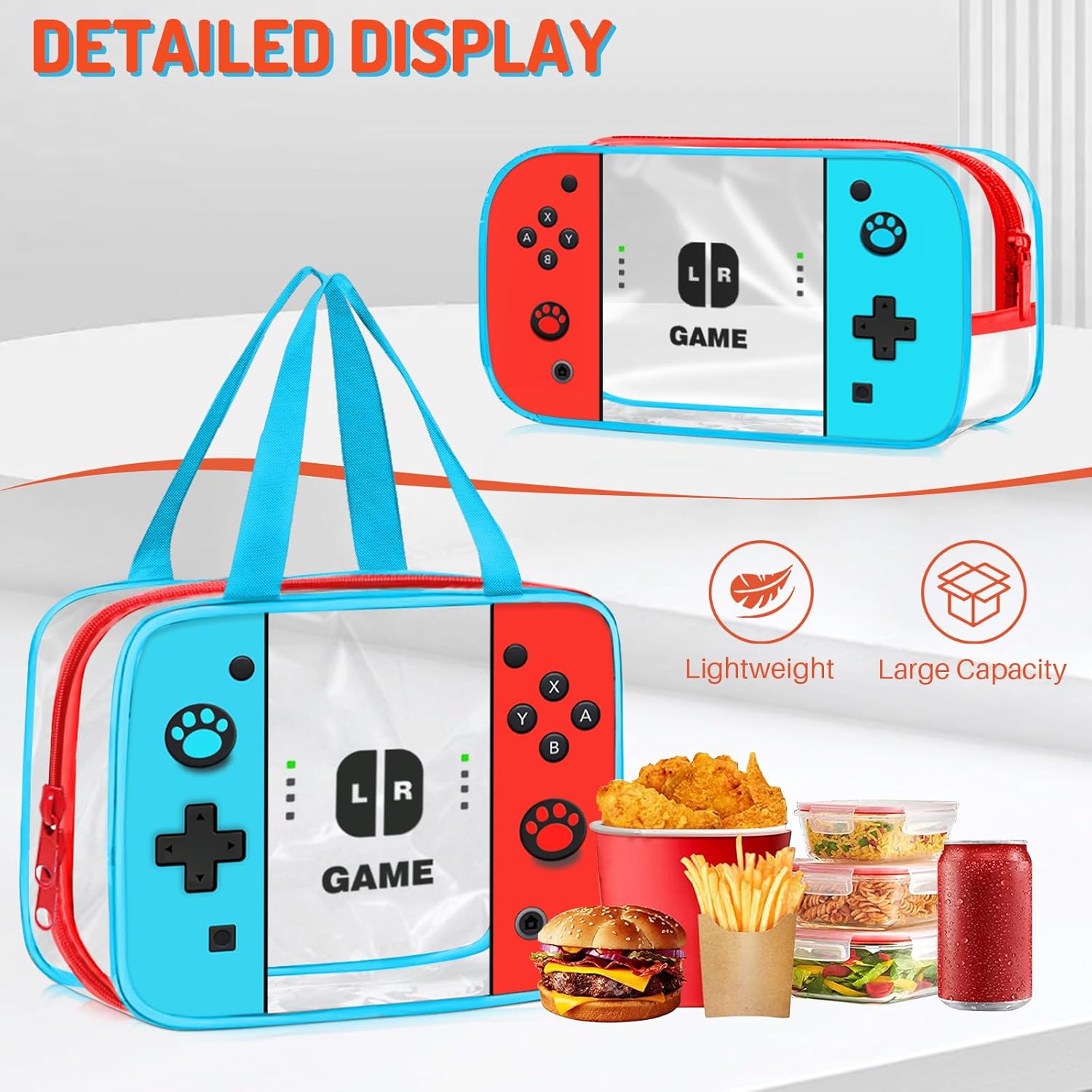 3PCS Clear Backpack for School - Gamer Kids Clear Backpacks for Boys and Girls,Heavy Duty Transparent Bookbag with Lunch Bag and Pencil Case - See Through PVC Transparent Bookbag - Image 4