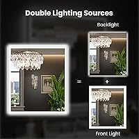 Vista 200 de WTTY LED Bathroom Mirror 32"x32" with Backlit and Front Light,Stepless Dimmable LED Mirror for Bathroom,Anti-Fog Lighted Bathroom Vanity Mirror