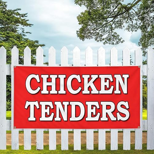 Miniatura 5 de Vinyl Banner Multiple Sizes Chicken Tenders Food Fair Restaurant Food & Beverage Outdoor Weatherproof Industrial Yard Signs Red 4 Grommets