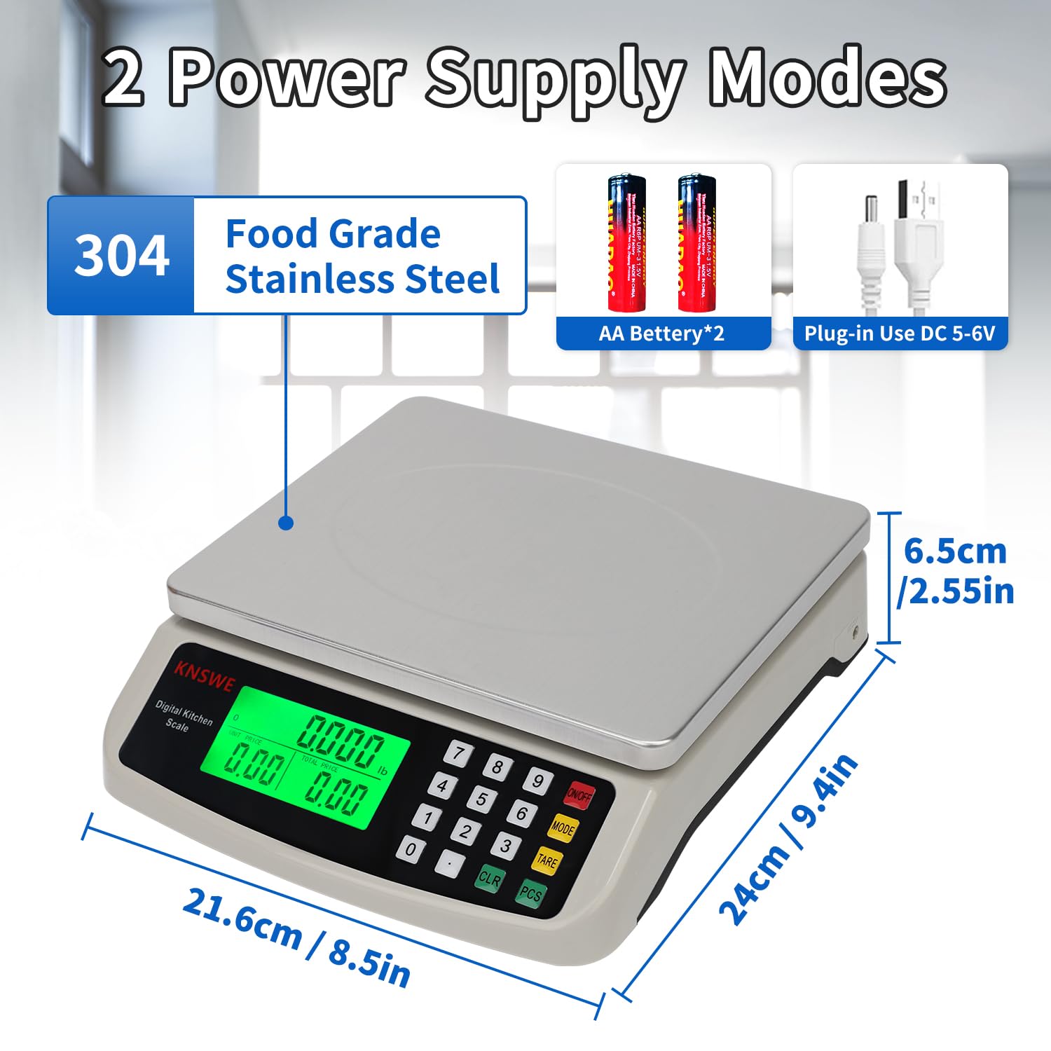Balance de Cuisine Professionnelle 40kg Grande Balance Alimentaire Electronique Numérique de Précision 1g Acier Inoxydable et Comptage Tare Fonction Balance Aliments pour Charcuterie