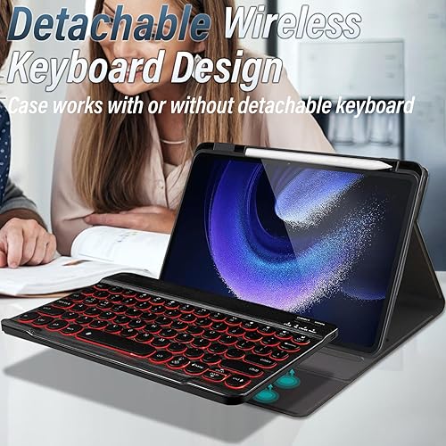 Miniatura 3 de Funda de teclado retroiluminada para Xiaomi Mi Pad 6/6 Pro (11 pulgadas, modelo 2023), cubierta protectora de teclado inalámbrico desmontable con