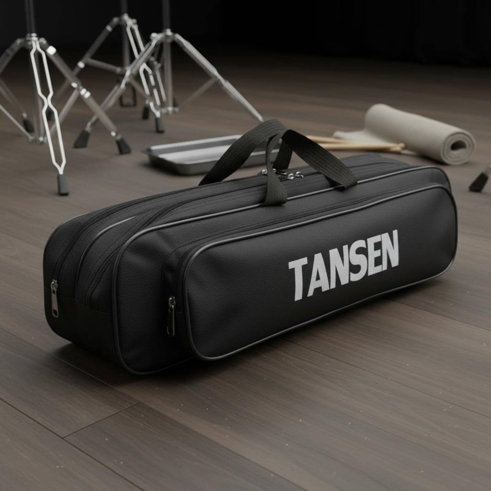 Estuche para Soportes de Percusión Bolso Funda Maleta Organizador Acolchado con Tejido Oxford y Correa Ajustable con Diseño para Accesorios Adecuado, 60x14x16cm, Bolso Doble Capa