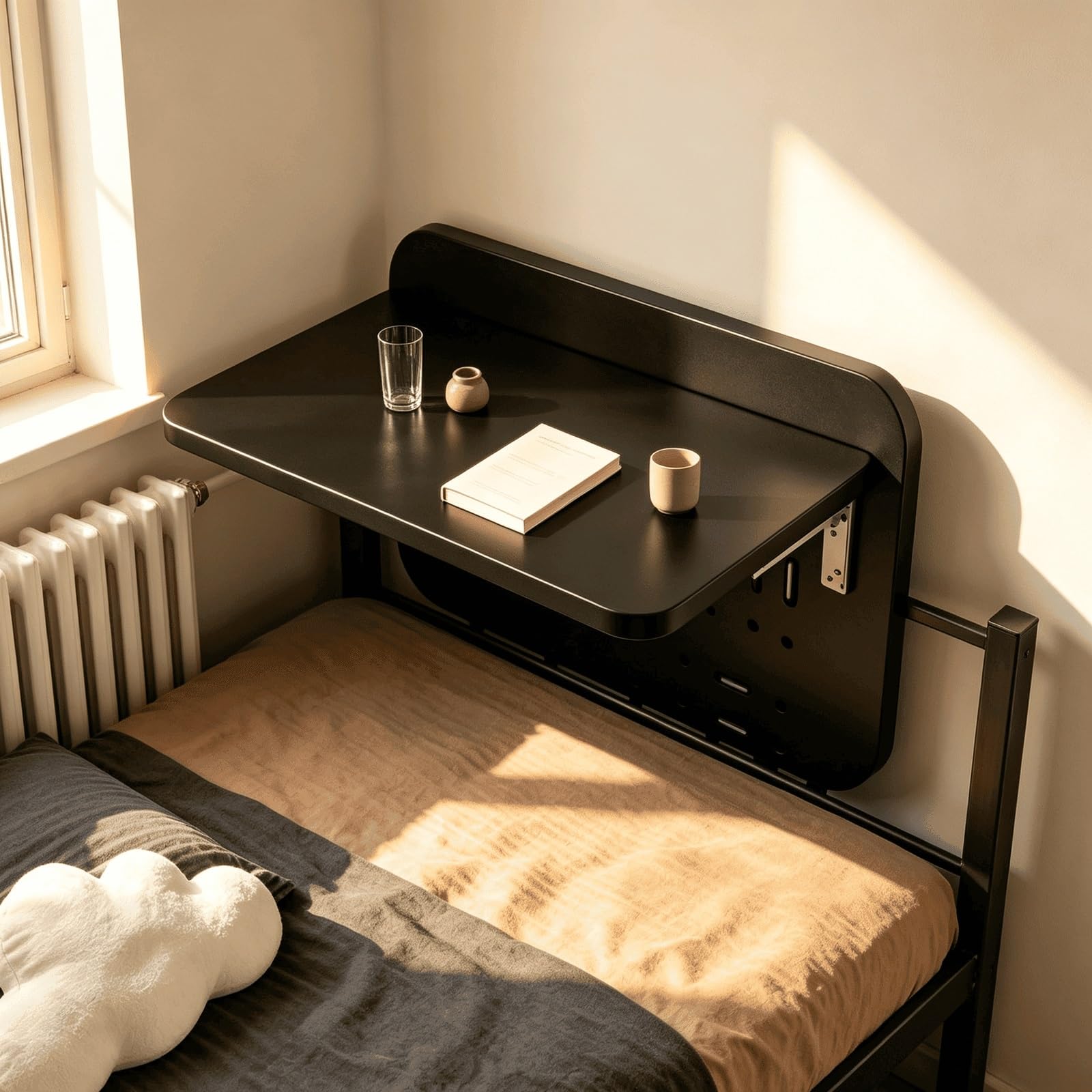 Kumamart Black Bunk Bed Hanging Desk Shelf K-Bracket Support