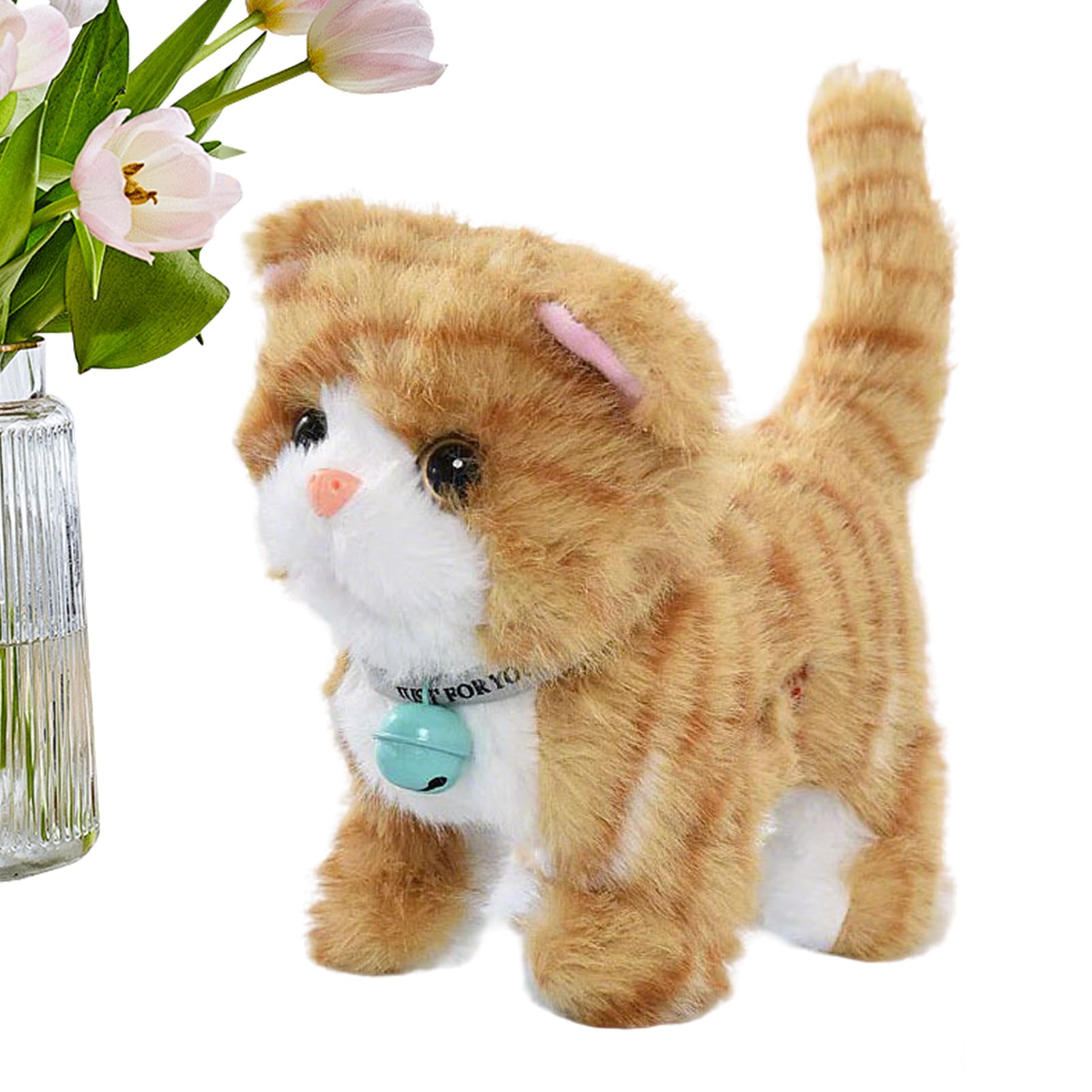 Amazon.co.jp: 電子猫ぬいぐるみ - 約18cm リアルな鳴き声付き,電動