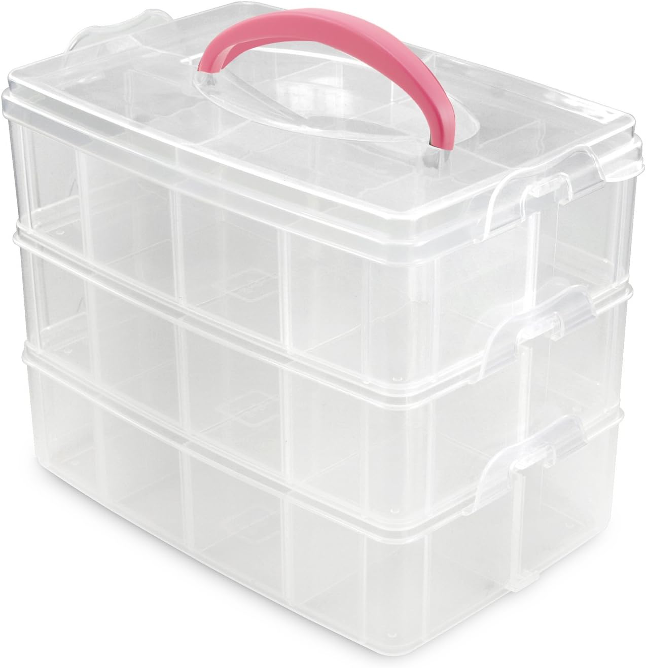 2-stöckige Stapelbare Sortierbox Transparent - 24 Fächer Für Schmuck & Kleinteile