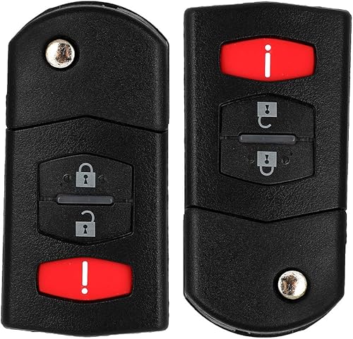 ECCPP 2 fundas de repuesto para llave remota con llave de encendido sin cortar para Mazda 2 3 5 CX-7 CX-9 FCC BGBX1T478SKE125-01 662F-SKE12501