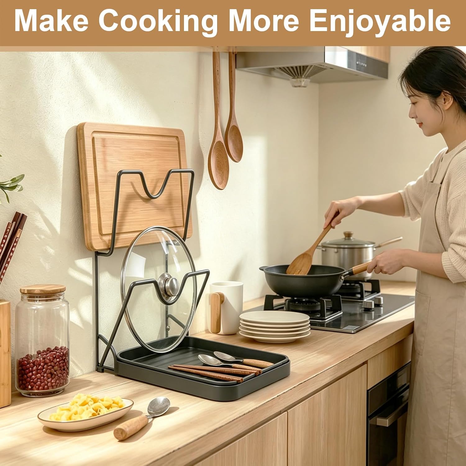 Stainless Steel Pot Lid Holder, Kitchenware Storage Organizer Rack