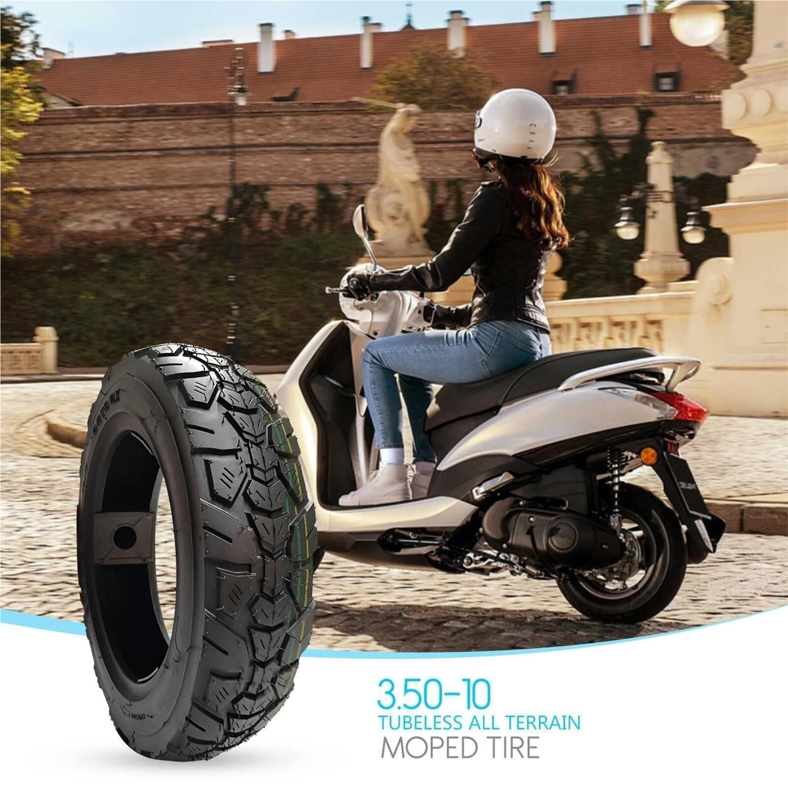 3.50-10 Neumático sin Cámara 3.50 10 Pulgadas | Neumático Todo Terreno para Cortacésped | Resistente a Pinchazos 6 PR 51J 250 kPa(2PCS)