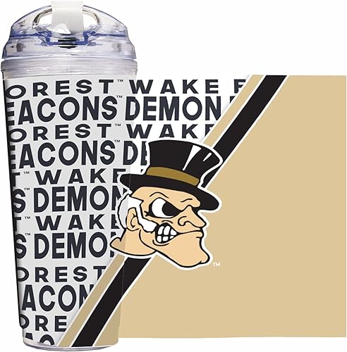 Miniatura 166 de Rico Industries NCAA - Vaso de acrílico estándar de 24 onzas con tapa con bisagras, vaso de doble pared con licencia oficial y popote