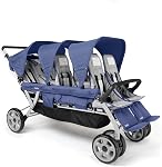 Gaggle by Foundations Jamboree 6 Seat Multi-Child Stroller with Sun Blocking Canopies | Reclining Seats | 5-Point Safety Harness | Compact Fold for Daycares, Parks & Travel | Black