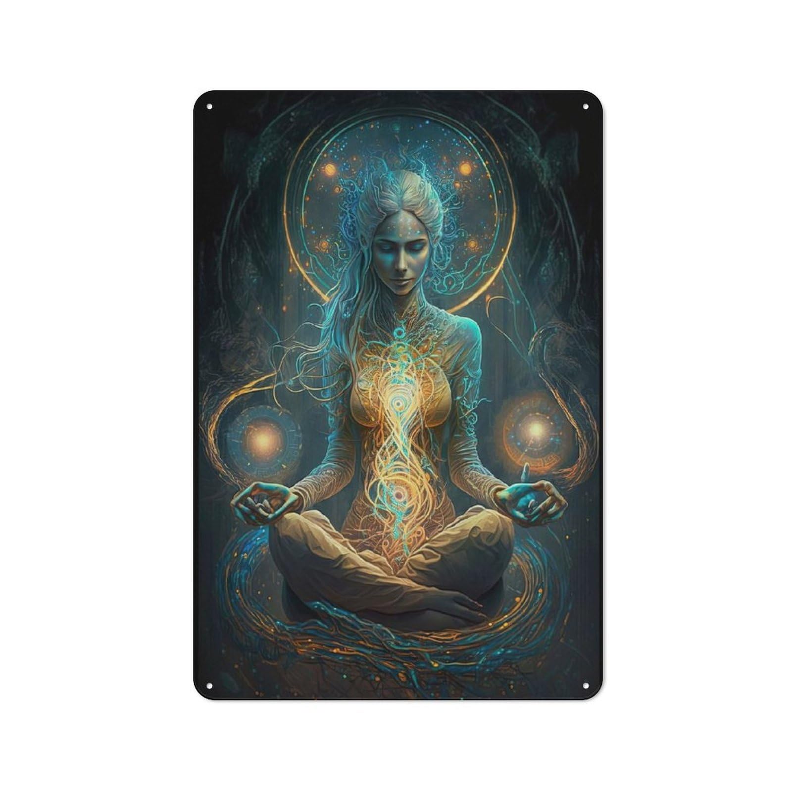 Junmoney Style-4 Graceful Meditation Rustic Metal Sign 30X20cm For Hobby Room Or Studio, Suited To Hobby Room Decor Fans