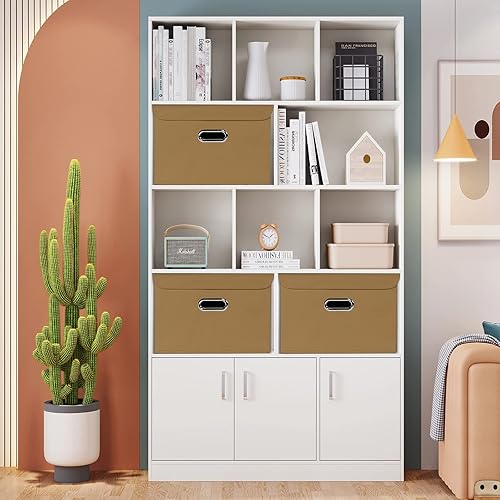 Miniatura 4 de STOREONE Contenedores de almacenamiento de tela, organizador plegable, cesta plegable con tapas y asas de metal, para el hogar, dormitorio, armario,