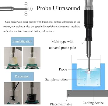CGOLDENWALL 2 in 1 Ultrasonic Homogenizer Sonicator Processor Lab Cell Disruptor Mixer Analysis of Ultrasonic Processor CE 100-240V 24KHz Integrated (2000W, 50mL-3000mL)