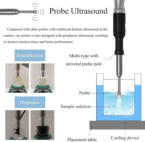 CGOLDENWALL 2 in 1 Ultrasonic Homogenizer Sonicator Processor Lab Cell Disruptor Mixer Analysis of Ultrasonic Processor CE 100-240V 24KHz Integrated (2000W, 50mL-3000mL)
