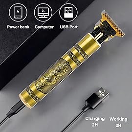 RQTYBUI Hair Clippers for Men, Cordless Electric Hair Trimmer Rechargeable Beard Trimmer Shaver, Electric T Blade Trimmer Zero Gapped Edgers Hair Cutting Kit with Guide Combs(Dragon)