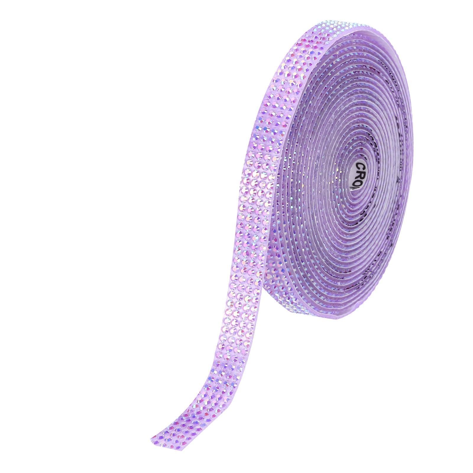 sourcing map Rhinestone Strips,3 Yard 8mm Adhesive Rhinestone Ribbon Bling Rhinestone Tape for for DIY Crafts, Party Car Phone Decorations, Light Purple AB