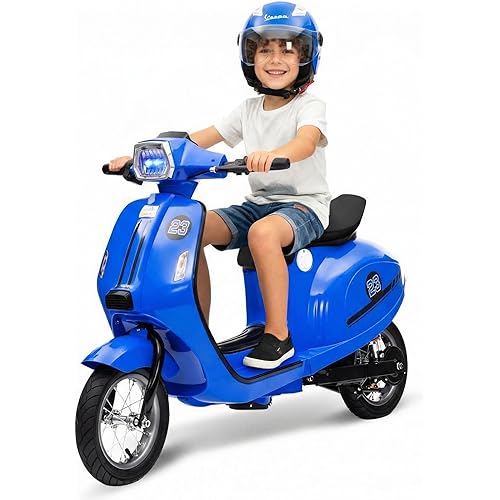 Kids Motorcycle, 24V Kids Electric Moped Scooter with Seat - LED Light Ride On Motorcycle for 8-14 Years Old Big Kids, Waterproof & 350W Motor