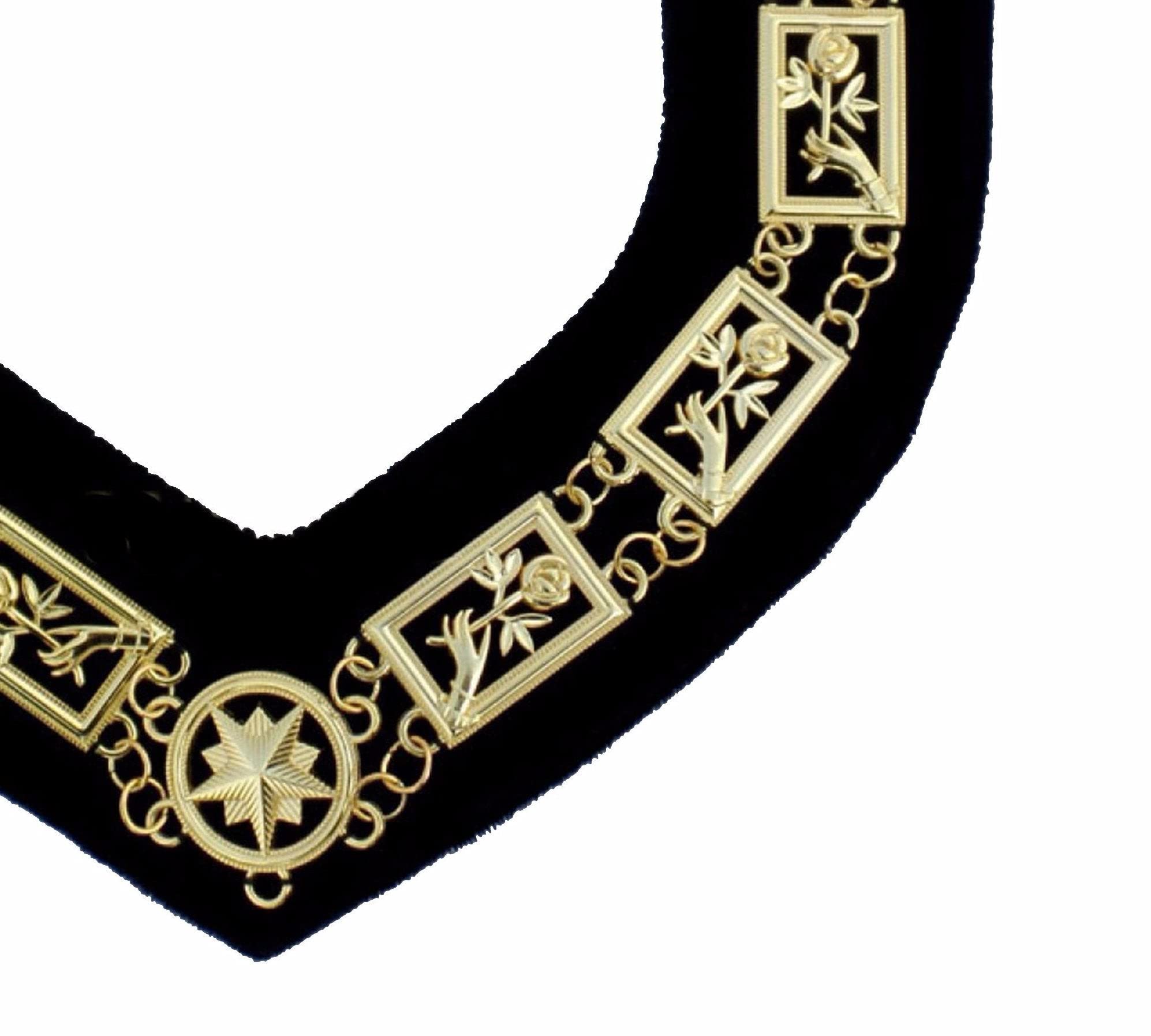 Rose Croix - Regalia Chain Collar - Gold On Blue