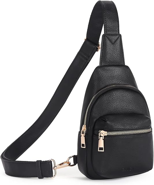 CLUCI Small Sling Bag for Women, Crossbody Vegan Leather Large Sling Backpack, PU Leather Crossbody Bags Chest Bag with Guitar Strap