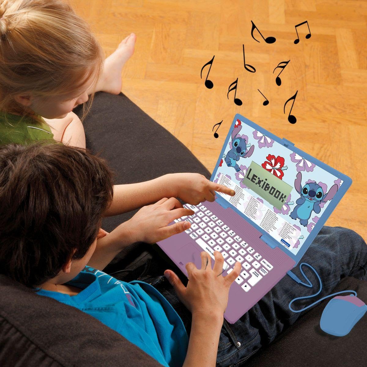 Lexibook, Disney Stitch, Computer educativo bilingue italiano/inglese, Giocattolo per bambini con 124 attività e giochi di lingua, scrittura, matematica, logica, musica, Viola/Blu, JC598Di5LXB