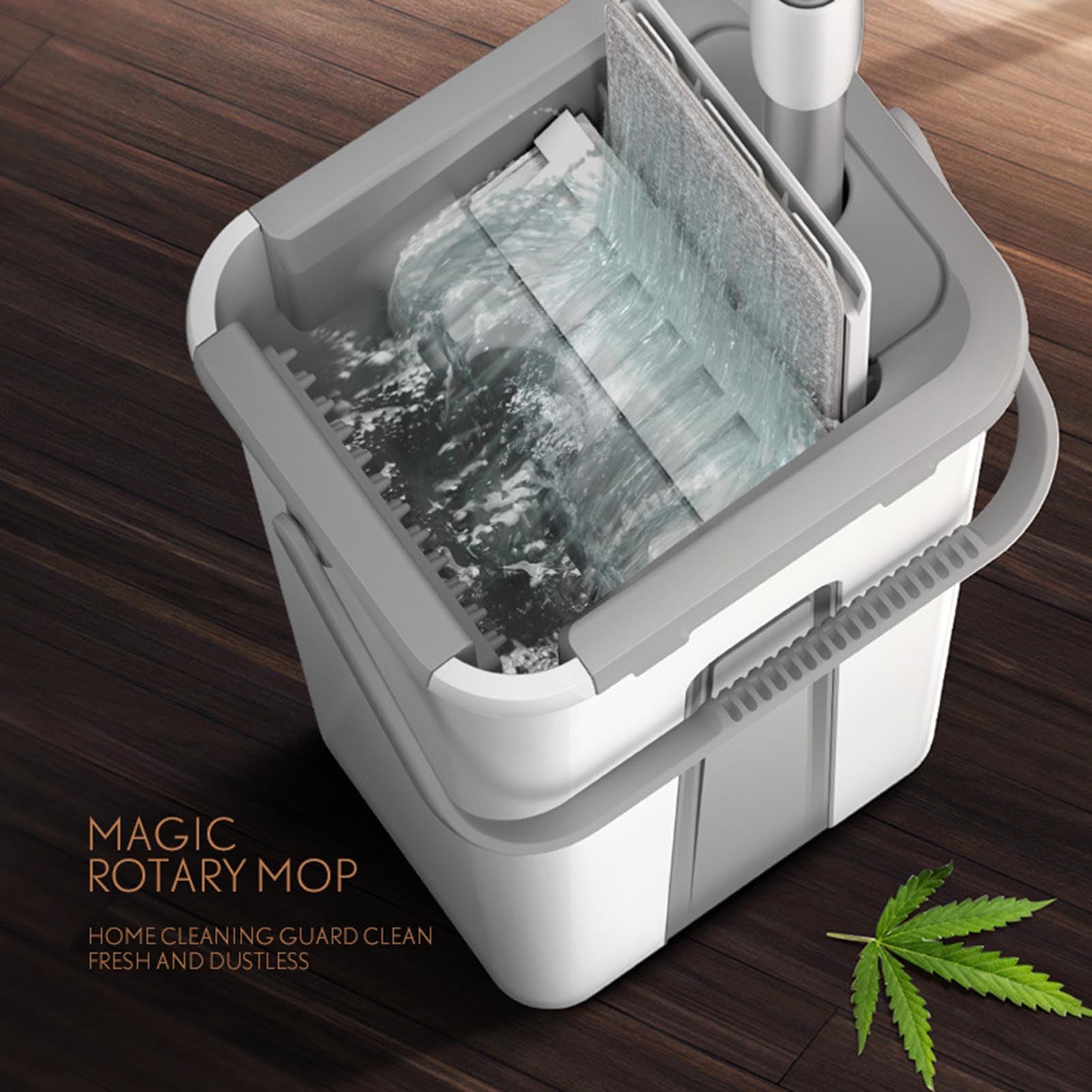 Set di secchielli per mop piatte a mani libere - di pulizia del pavimento con tampone in microfibra | Ricariche di mop lavabili riutilizzabili per laminato, legno, piastrelle e kit di equiche