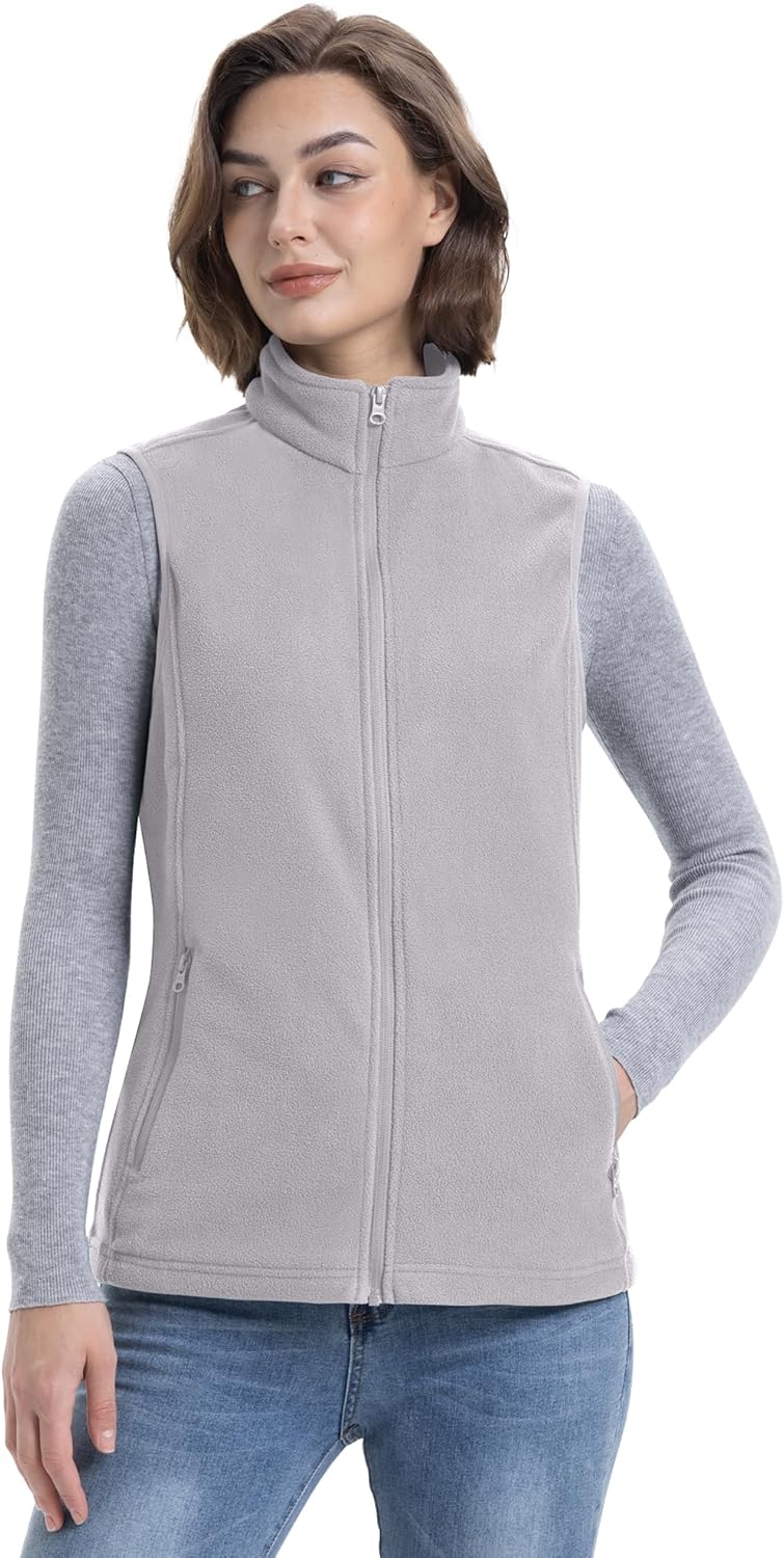 33,000ft Women's Fleece Vest, Lightweight Warm Polar Soft Vests Outerwear with Zip Up Pockets, Sleeveless Jacket for Winter