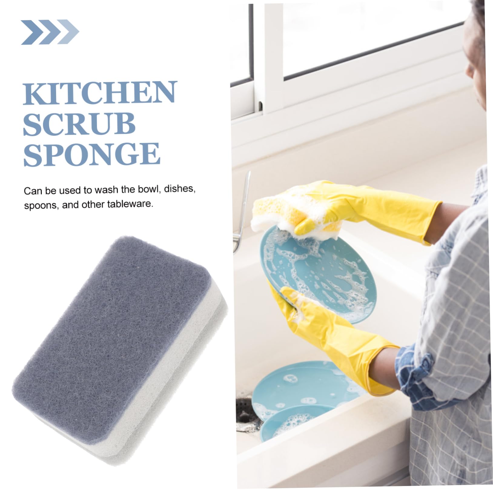 PACKOVE Esponjas de Cocina para Fregar Platos y Ollas, Paquete de 10 Unidades, Doble Cara Esponja Suave y Estropajo Duro, Ideales para Limpieza en Cocina