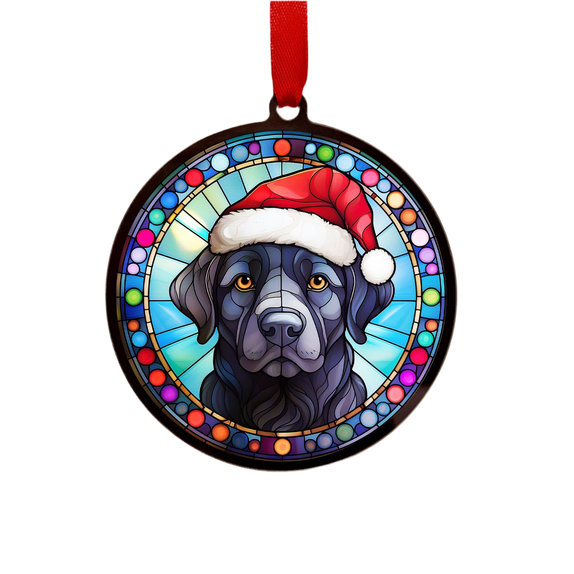Labrador Black Suncatcher Decoration Santa Hat Christmas