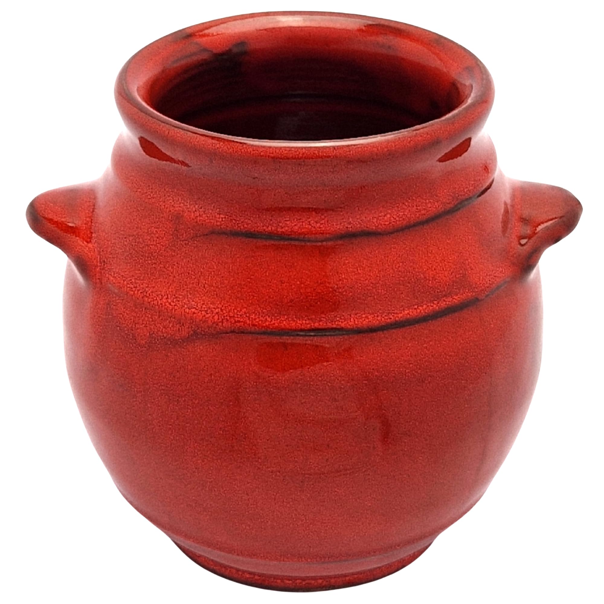 Cleminson Red Pastel Hand-Dipped Ceramic Utensil Jar | Artisan Kitchen Utensil Holder | Made In Spain | Stylish Cutlery Pot Organiser | Rustic Farmhouse Crock For Spoons, Spatulas, Whisks (Red Pastel)