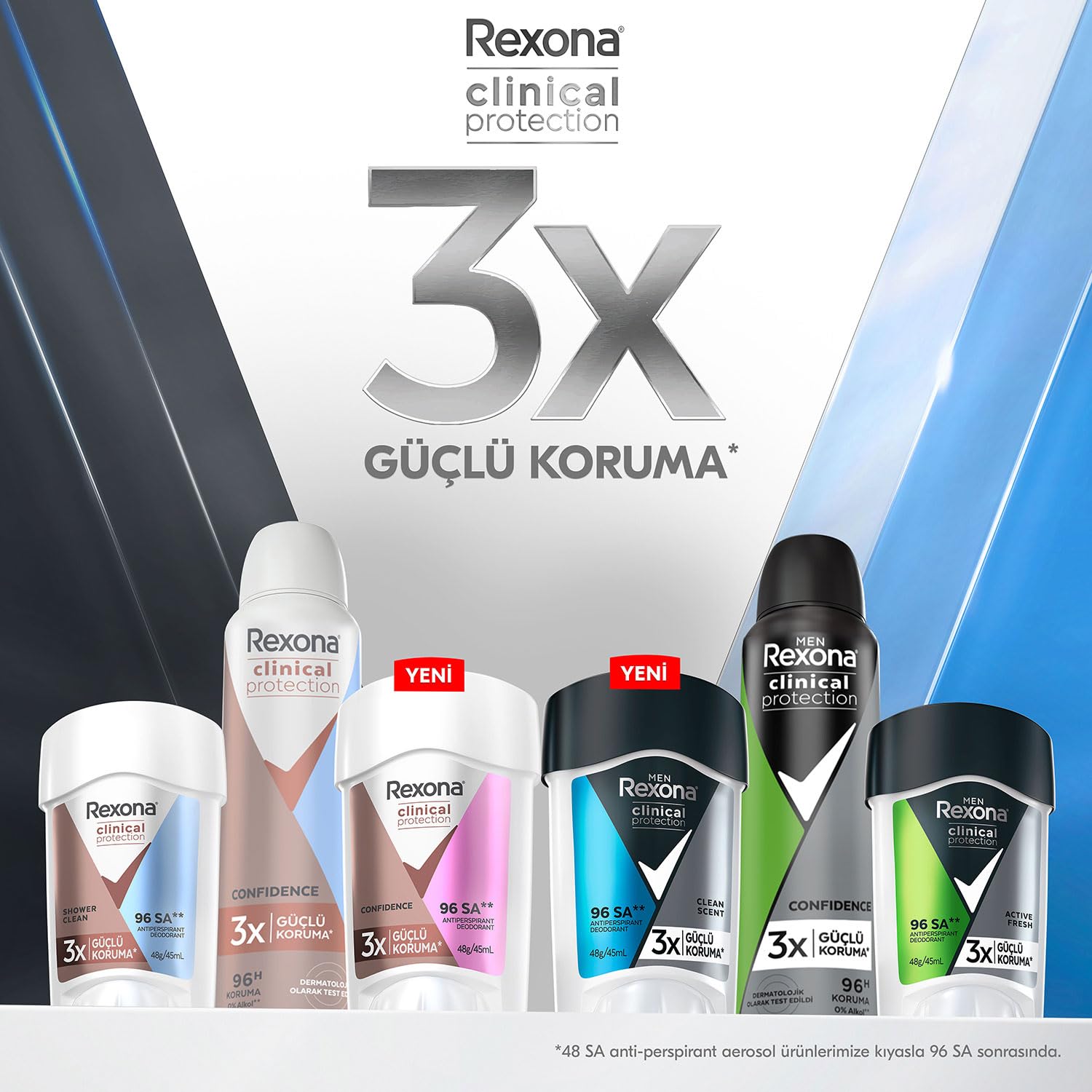 Rexona Men Clinical Protection Erkek Stick Deodorant Clean Scent 3x Güçlü Koruma 45 ml 2li paket