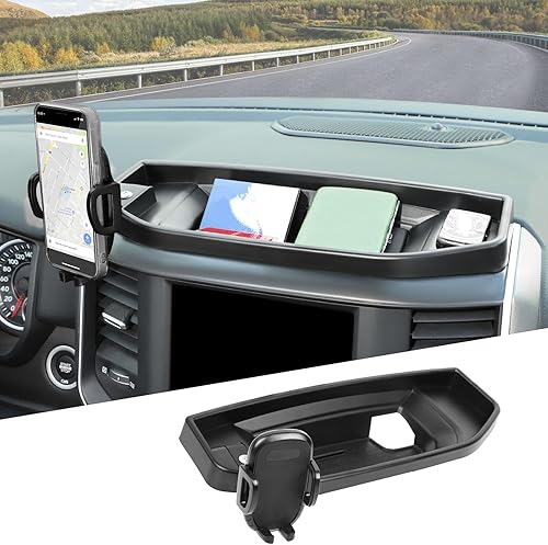 Soporte de teléfono para tablero de montaje múltiple con barra de metal para Dodge RAM 2018-2023 (para pantalla de 8.4 pulgadas), bandeja de