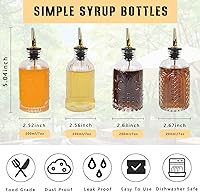 Vista 2 de ChezMax Juego de 4 botellas dispensadoras de jarabe, botella de jarabe simple para accesorios de barra de café, dispensador de jarabe de café