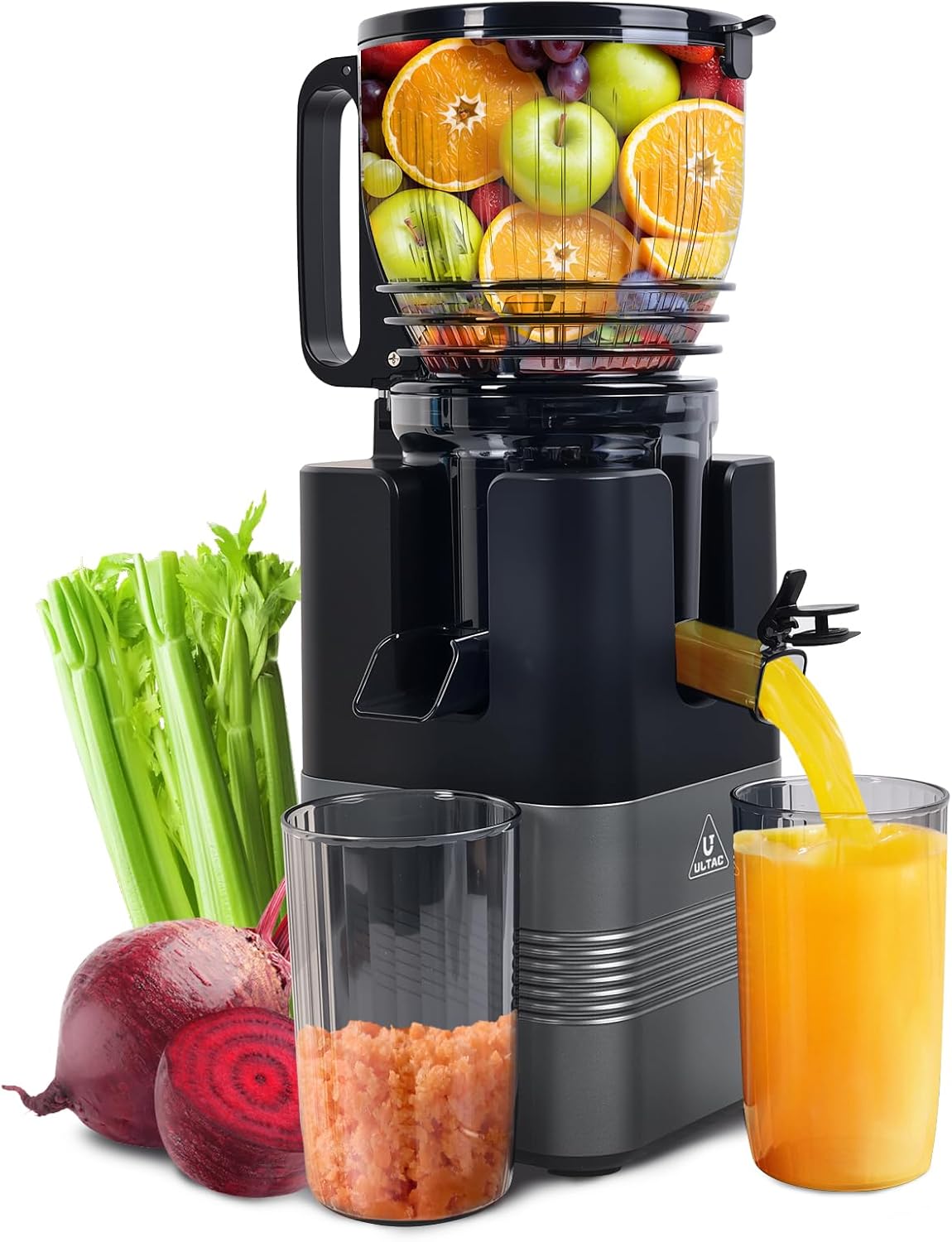 Cold Press Juicer Machines,5.8" Extra Wide Feed Chute Cold Press Juicer,350W Slow Juicer Machines with High Juice Yield for Whole Vegetables & Fruits?BPA-Free, Easy to Clean