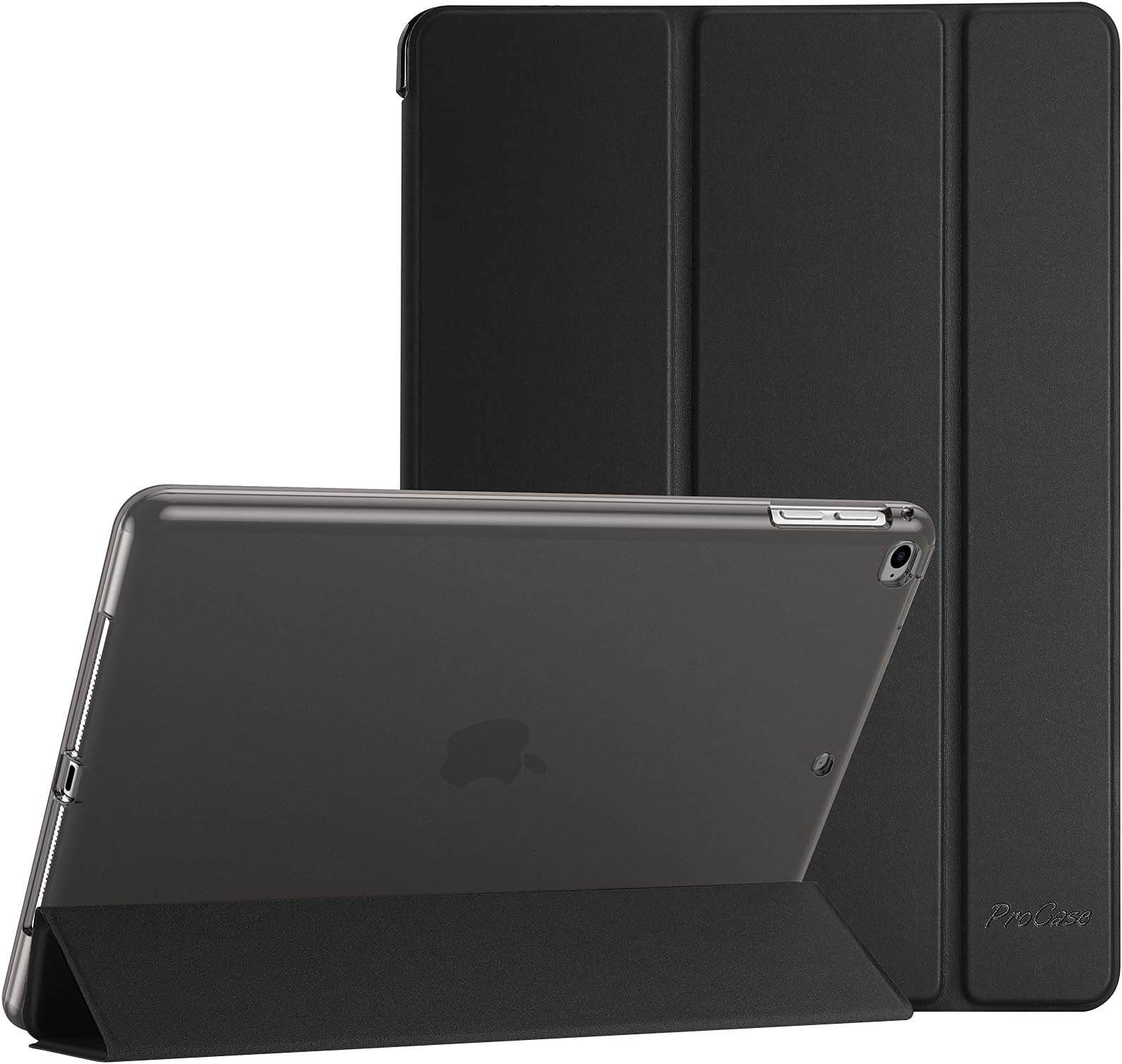 Smart Case for iPad 9.7/iPad 6th/5th Gen, iPad Air 2/iPad Air 1(Model: A1893 A1954 A1822 A1823 A1566 A1567 A1474 A1475 A1476) Slim Soft TPU Cover Folio Case with Translucent Back -Black