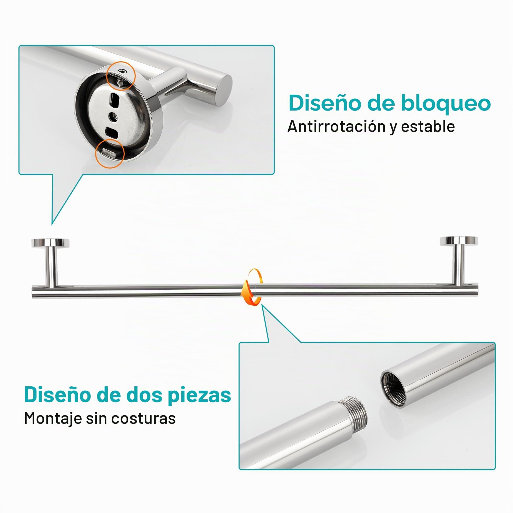Toalleros de Baño, SAYAYO Toallero Accesorios Baño Toallero Pared Colgador Trapos Cocina Acero Inoxidable Toallero Pulido para Baño y Cocina 60CM