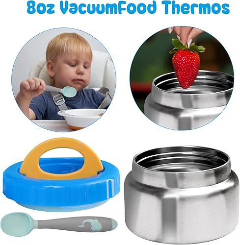 Miniatura 6 de CocoMeiwei Termo para alimentos calientes y niños recipiente aislado para bebidas frías de 8 onzas de acero inoxidable boca ancha termo de sopa para