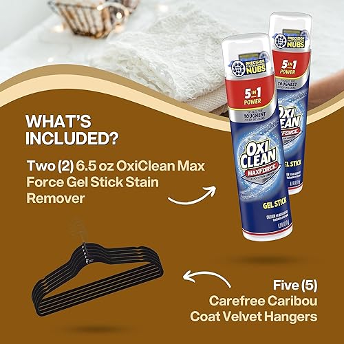 Miniatura 4 de Paquete de quitamanchas dos barras de gel para quitar manchas "Oxi" de 6.2 onzas líquidas más cinco perchas de terciopelo premium de Carefree