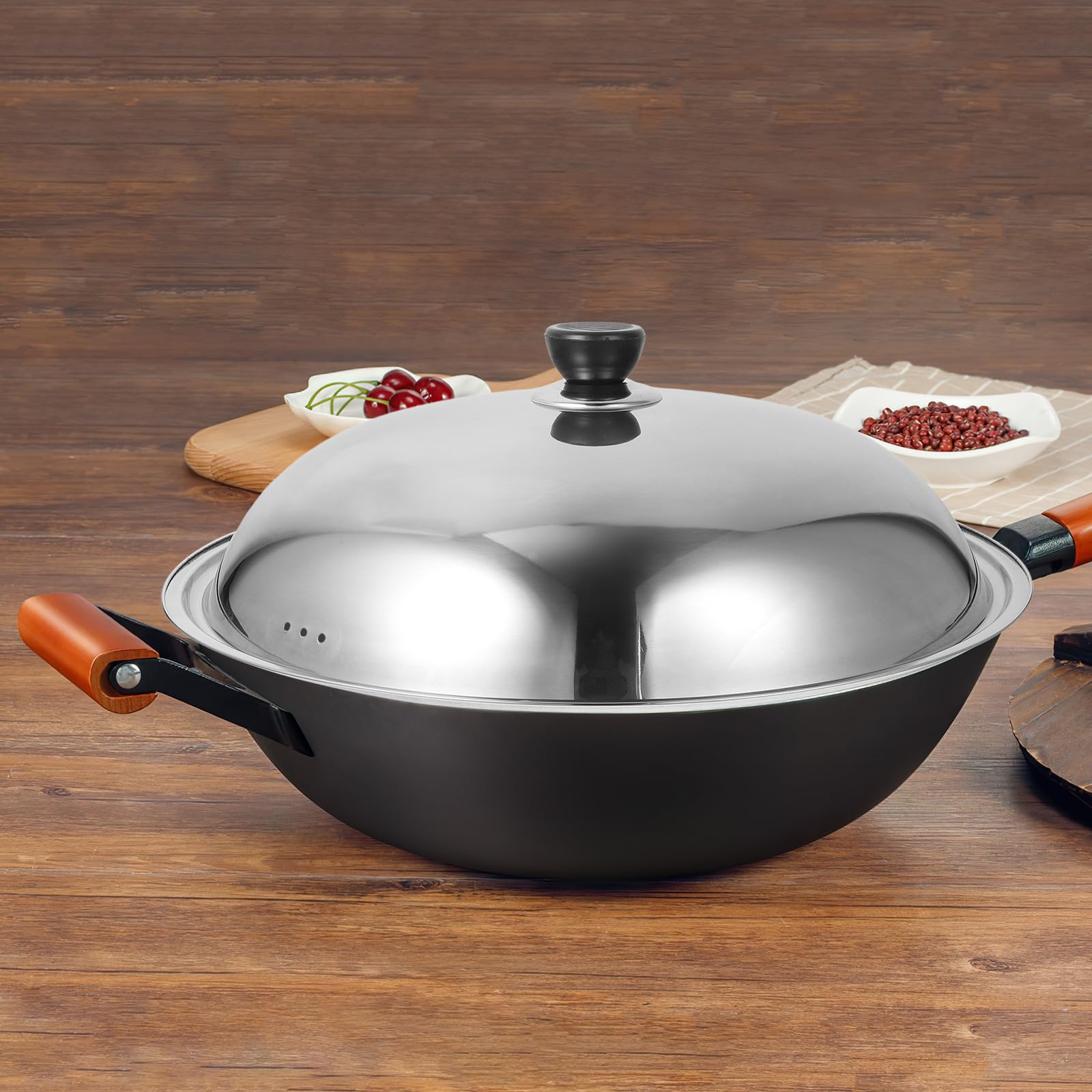 POPETPOP Coperchi per Pentole in Acciaio Inox 36cm e 38cm Set 2 Pezzi, Coperchio di Padella in Metallo Resistente al Calore Lavabile in Lavastoviglie, Accessorio Cucina per Stili multipli