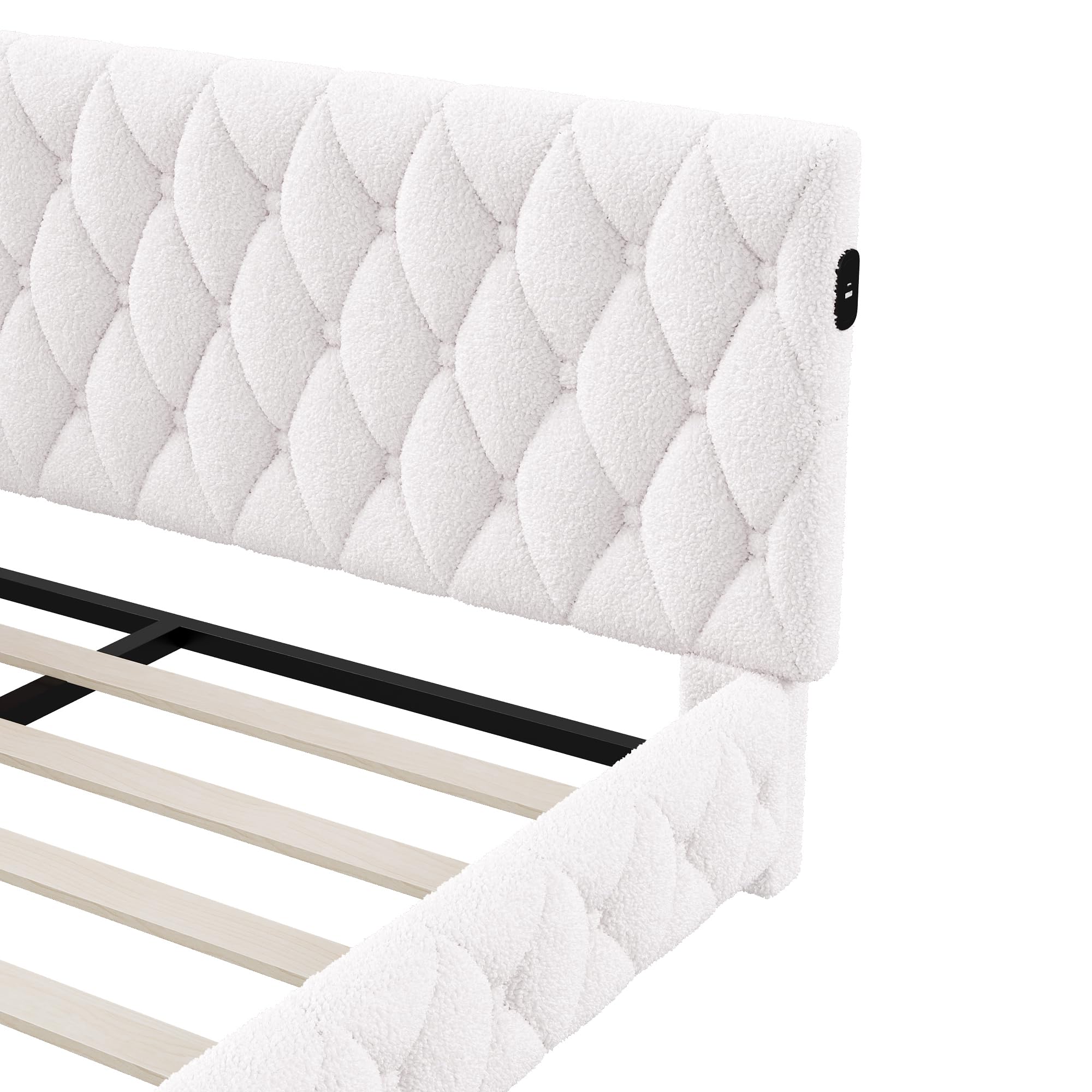 Polsterbett Schlafsofa 140x200 cm mit LED-Beleuchtung und USB-Anschluss, Bettgestell mit Lattenrost & Kopfteil, Multifunktionales Tagesbett Daybett Jugendbett für Gäste und Wohnzimmer(Typ B+ Beige)