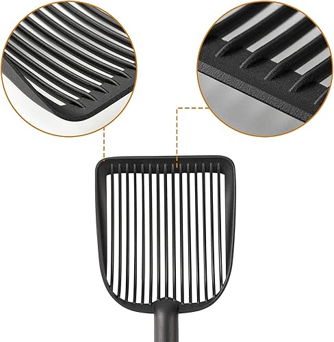 Miniatura 4 de Yangbaga Cuchara de arena para gatos con pala profunda, cuchara de arena de metal recubierto antiadherente con mango de madera de fresno y diseño