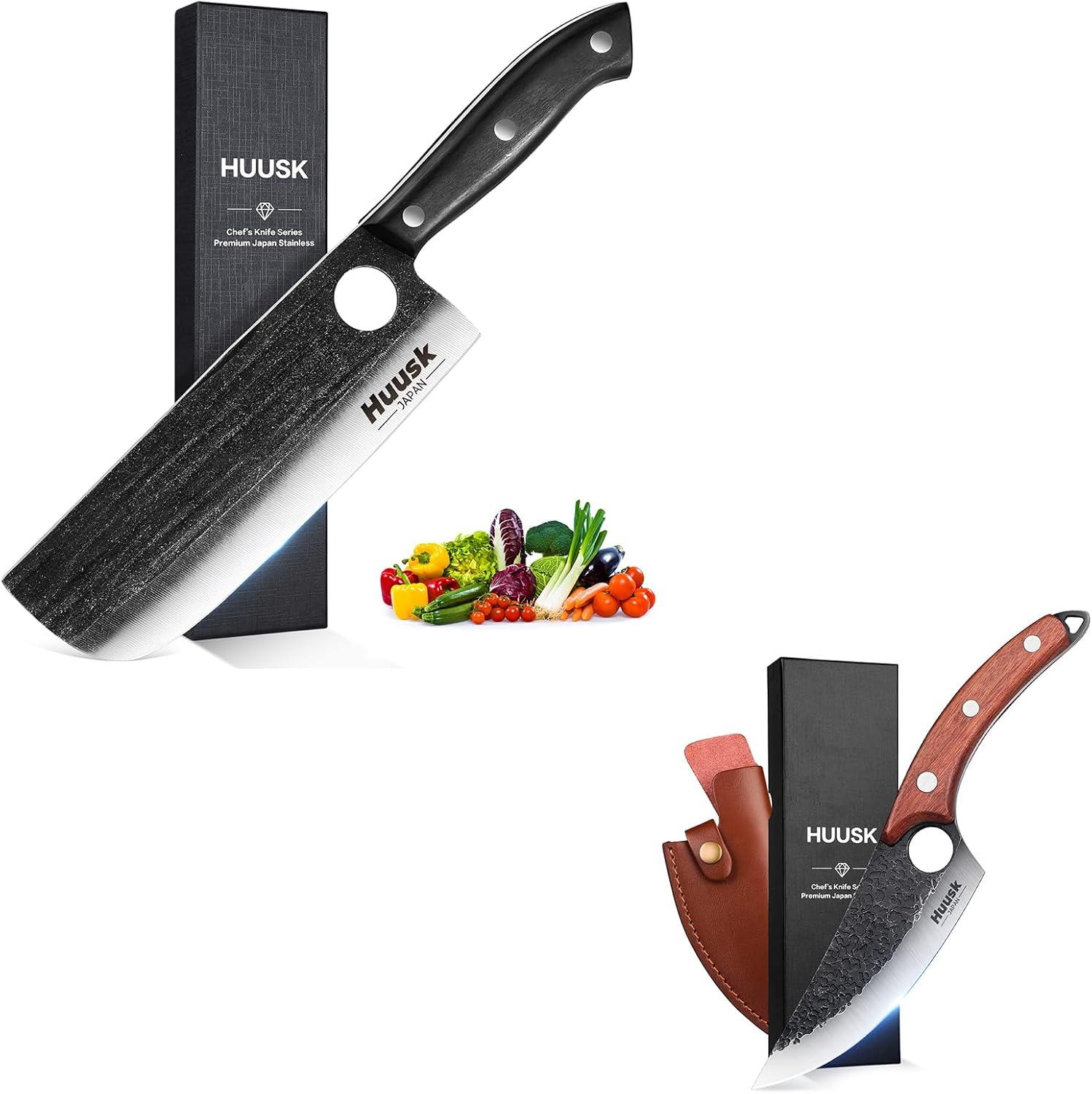 Huusk Knives from Japan, Nakiri Knife Vegetable Cleaver