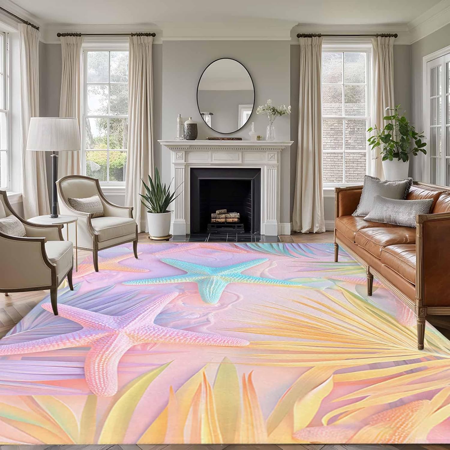 Amazon.com: Summer Pink Romantic Beach Area Rug 6x9 Washable Rug Non ...