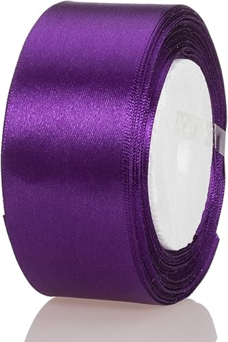 Miniatura 3 de Atrbb Cinta de satén de 25yardas, 1-12pulgadas de ancho, perfecta para bodas, lazos hechos a mano y envoltura de regalos, morado