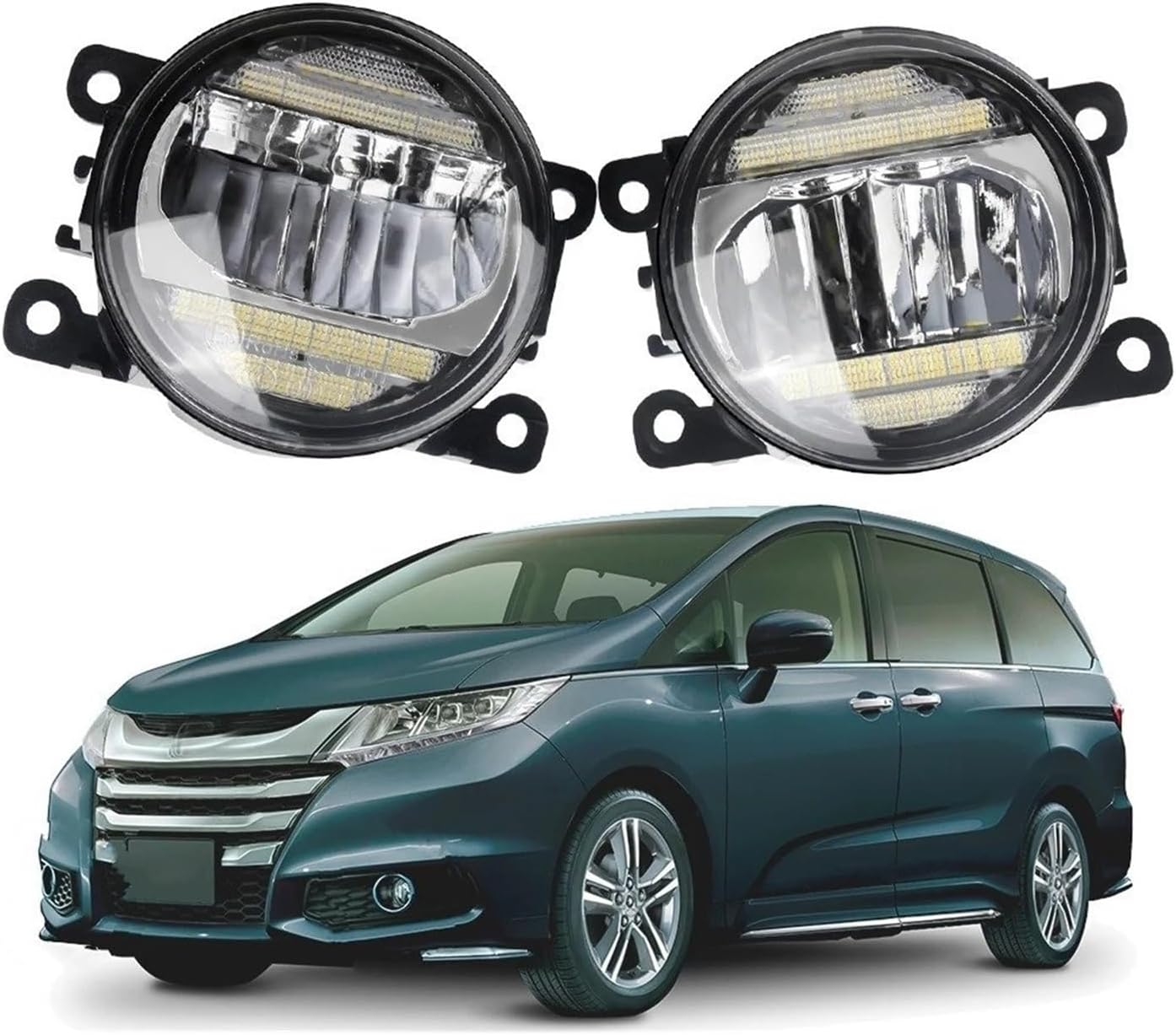 Lamp Assembly 1 Pair 30W H11 Car Front LED Fog Light + Daytime Running Lamp DRL Assembly For Odyssey RC For VTi AU-Spec 2014 2015 2016 2017 Running Lights(Fog Light and DRL D)