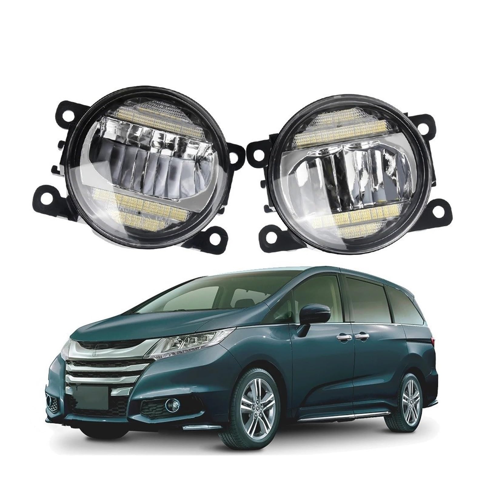 Lamp Assembly 1 Pair 30W H11 Car Front LED Fog Light + Daytime Running Lamp DRL Assembly For Odyssey RC For VTi AU-Spec 2014 2015 2016 2017 Running Lights(Fog Light and DRL D)