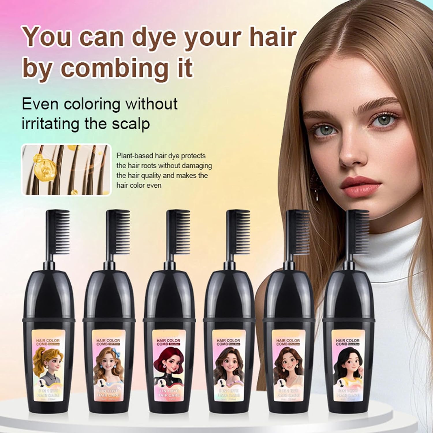 Quick Application Hair Dyes Brush for Complete Gray Coverage and Reduced Fading with Special Color Technology Quick Hair Coloring Brush