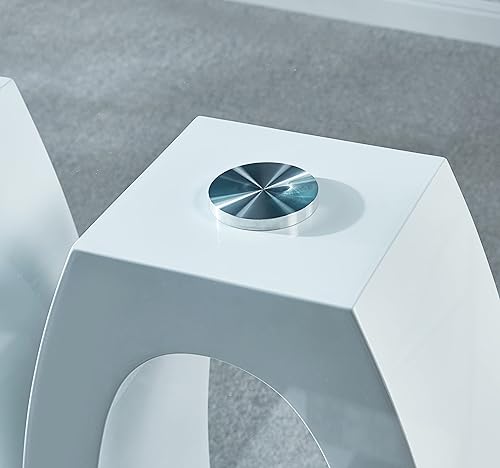 Miniatura 7 de Henf Mesa de comedor contemporánea de 63 pulgadas para 6 personas mesa de comedor de vidrio templado con doble pedestal de alto brillo mesa de