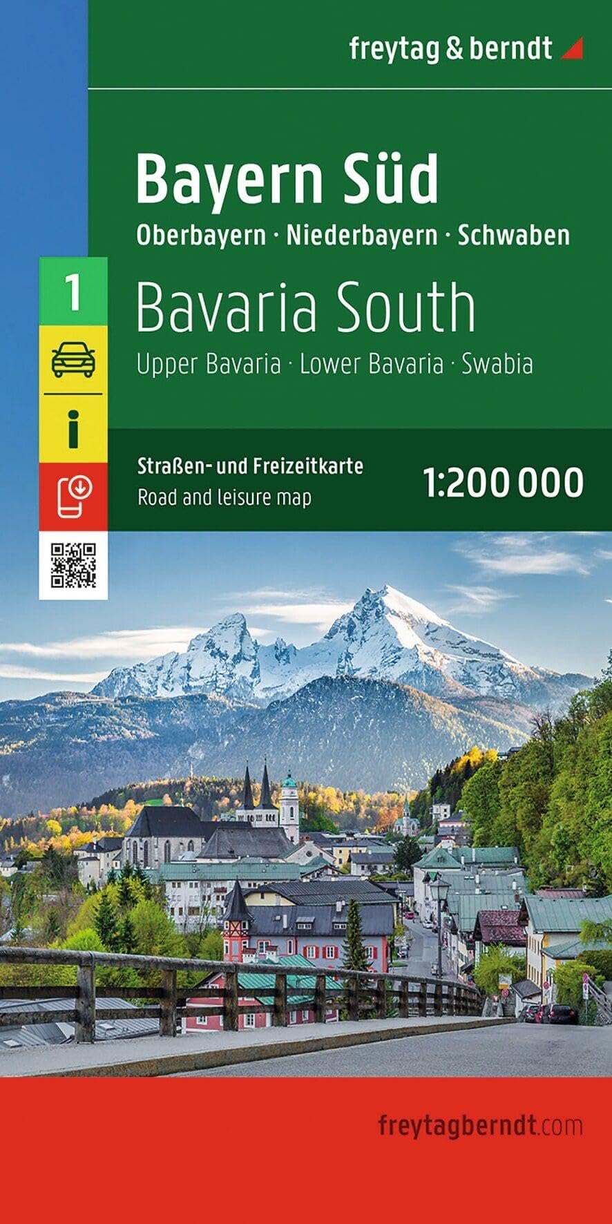 Bavaria South Road and Leisure Map : Upper Bavaria - Lower Bavaria - Swabia